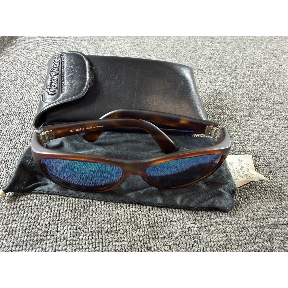 Ocean Waves Sunglasses Mens One Size Brown Tortoise Wrap Blue Mirrored Nassau
